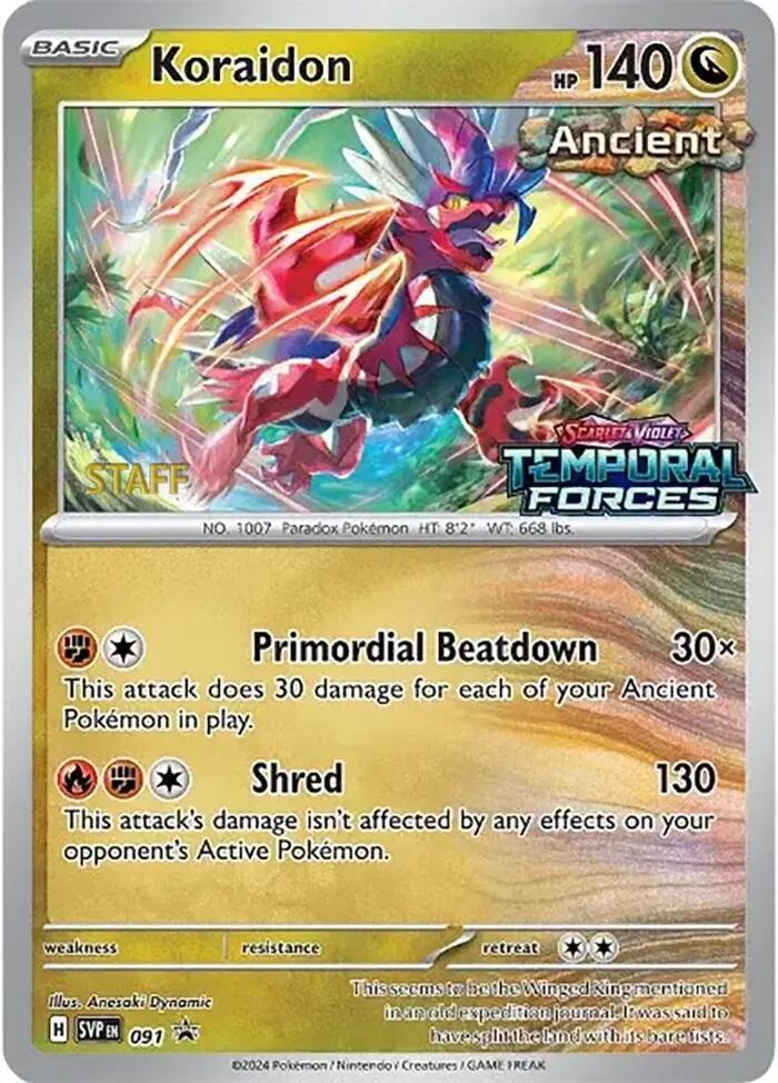 Temporal Forces Koraidon [Prerelease-Staff] Pokémon card